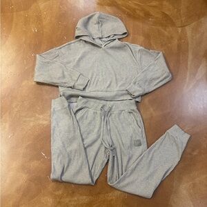 Cozy Tan Ribbed Hoodie and Jogger Set - Sold Togethor